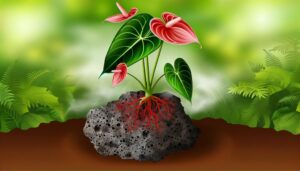 anthurium plant in lava