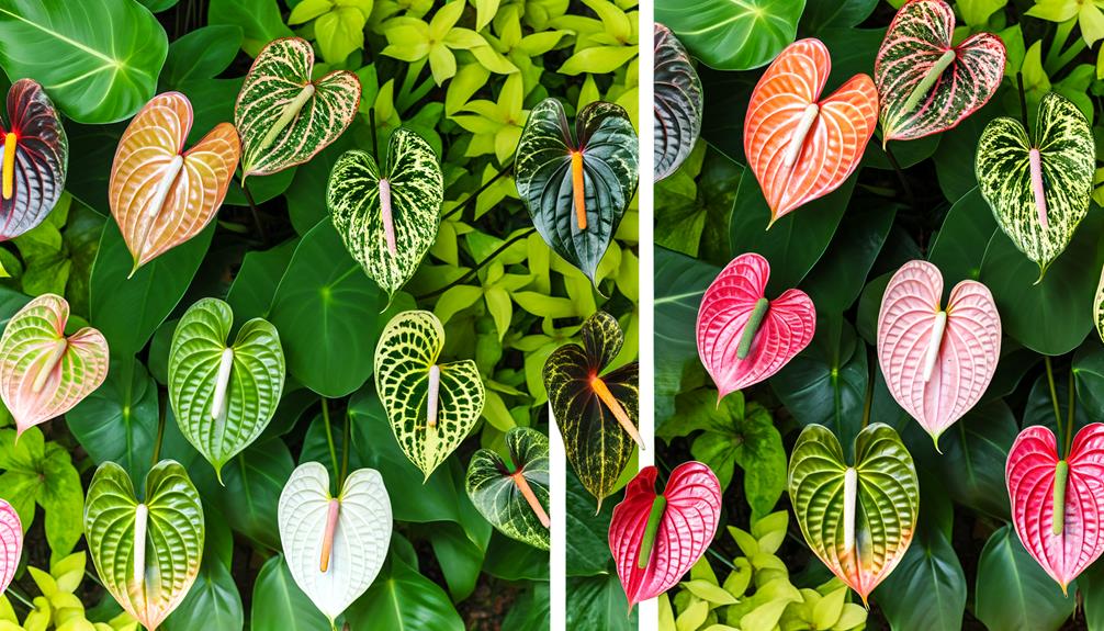 comparing anthurium plant varieties