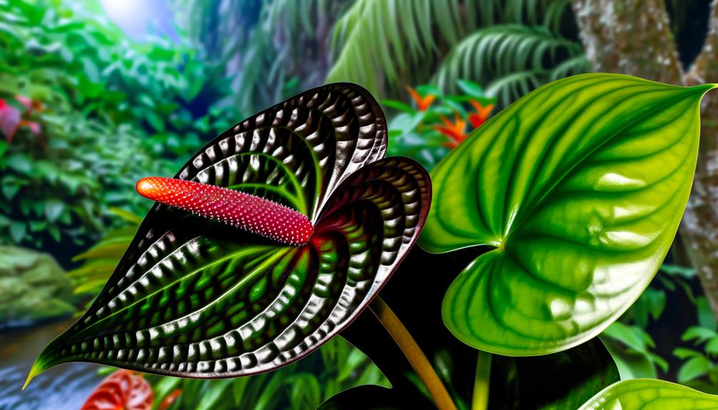 distinct black knight anthurium