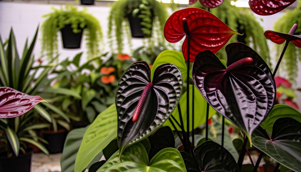 exotic anthurium with dark leaves