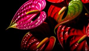 photographing anthuriums on black