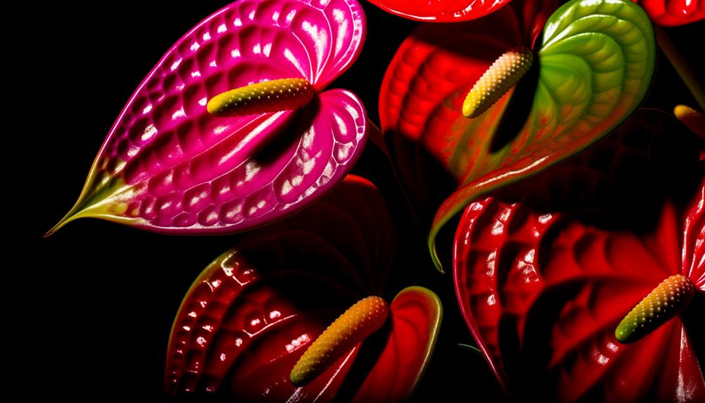 photographing anthuriums on black