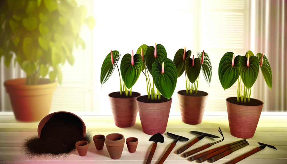 potting anthuriums with care