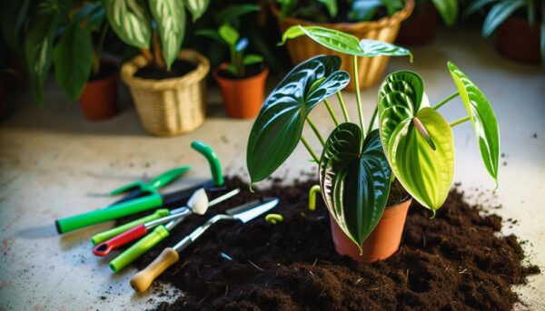 repotting houseplants with care