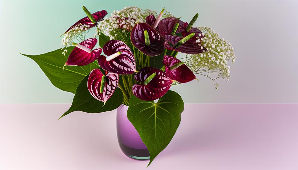 vibrant purple anthurium bouquets