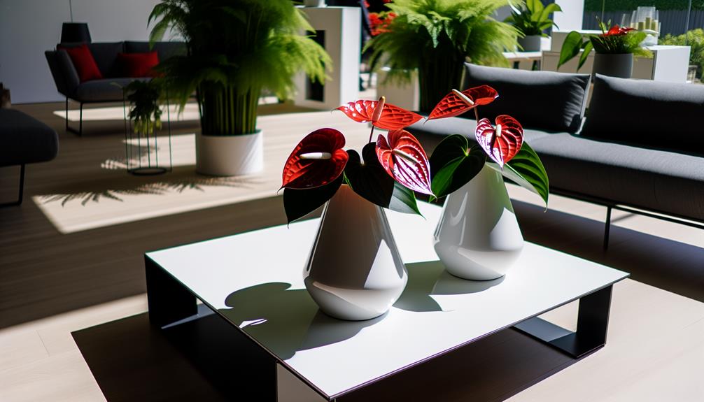 vibrant red anthurium blooms