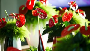 vibrant red anthurium bouquets