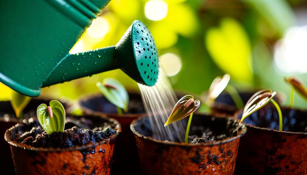 watering plants with care